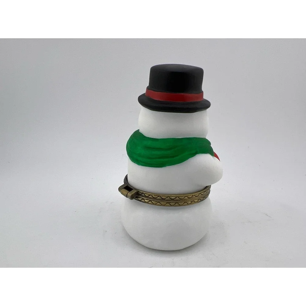 Hinged Snowman Trinket Box Small Decoration Deco Gift Vintage‎